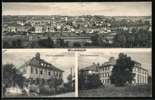 AK Windsbach, Pro-Gymnasium, Pfarrwaisenhaus, Panorama