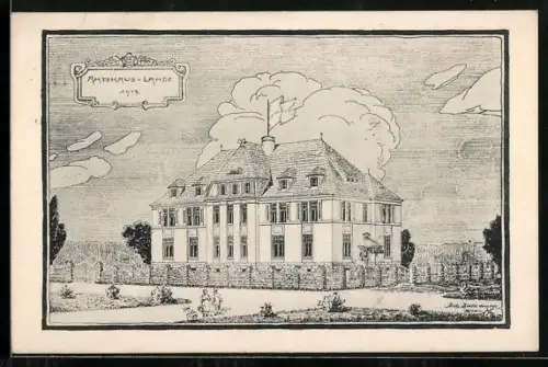 Künstler-AK Lahde, Amtshaus 1913