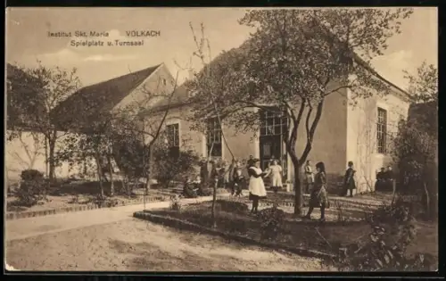 AK Volkach, Institut Skt. Maria, Spielplatz und Turnsaal