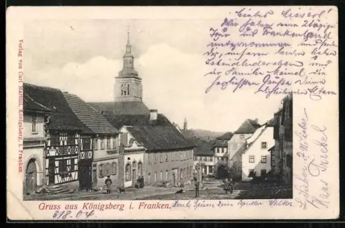 AK Königsberg, Ortspartie mit dem Rathaus