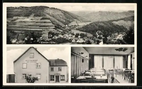 AK Einruhr /Eifel, Restaurant und Metzgerei Paul Wolter, Innenansicht, Teilansicht