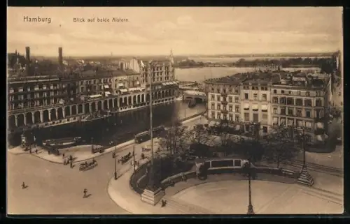 AK Hamburg, Blick auf beide Alstern