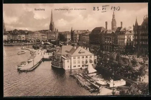 AK Hamburg, Jungfernstieg mit Alsterdamm