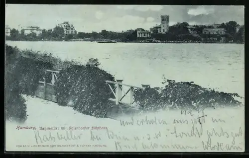Mondschein-AK Hamburg, Aussenalster am Uhlenhorster Fährhaus