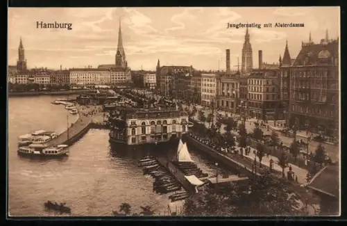 AK Hamburg, Jungfernstieg mit Alsterdamm
