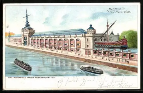 AK Paris IX, Marine-Ministerium, Dampfer, Leute, Segelschiff