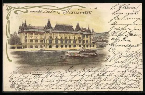 Lithographie Paris, Exposition de 1900, Pavillon de la Ville de Paris