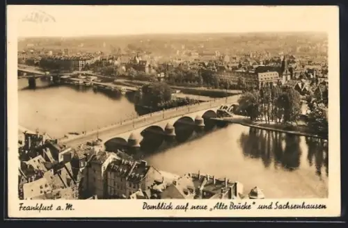 AK Frankfurt a. M., neue Alte Brücke mit Blick nach Sachsenhausen