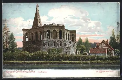 AK Cassel, Wilhelmshöhe, Herkules, Panorama-Ansicht