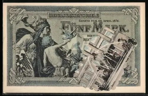 AK Berlin, Begasbrunnen im Geldscheinpassepartout