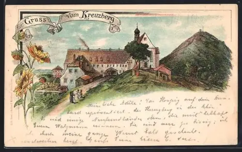 Lithographie Kreuzberg, Gasthaus auf dem Berg