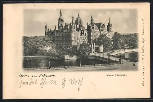AK Schwerin, Schloss, Stadtseite