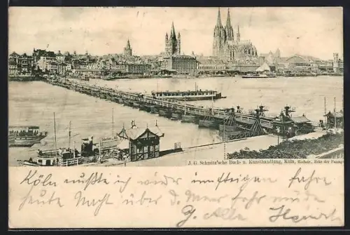 AK Köln, Flusspartie mit Brücke