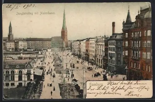 AK Hamburg, Jungfernstieg mit Alsterdamm
