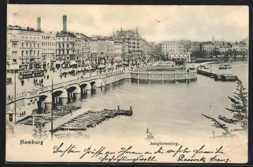 AK Hamburg, Jungfernstieg, Alsterarkaden, Binnenalster