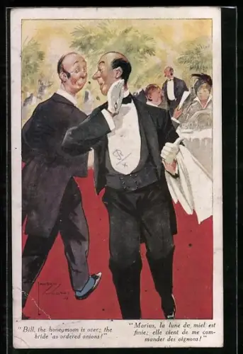 Künstler-AK Lawson Wood: Kellner tratschen über ihre Gäste