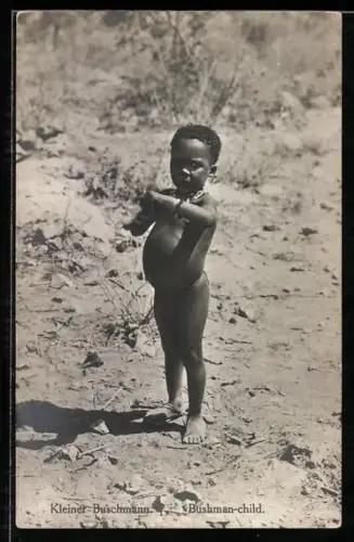 AK Süd-West-Afrika, Kleiner Buschmann, Kleiner Junge mit Halskette im Freien