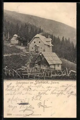 AK Stuhleck Schutzhaus, Berghütte am Waldrand