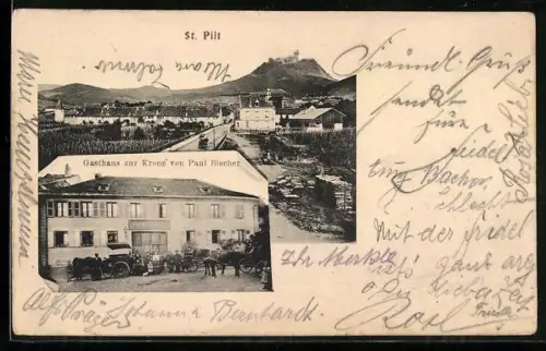 AK St. Pilt /Haut-Rhin, Gasthaus zur Krone von Paul Biecher