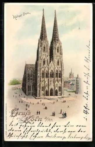 Lithographie Köln, Blick zum Dom