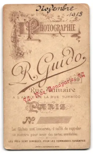 Fotografie R. Guido, Paris, Rue Bonaparte 74, Portrait eines eleganten Herrn