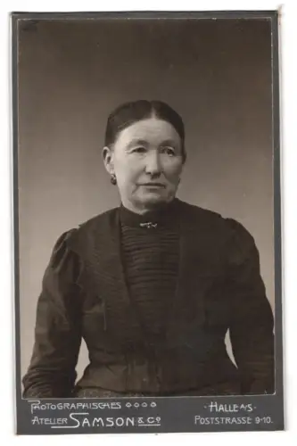 Fotografie Samson & Co., Halle a.S., Poststrasse 9-10, Porträt einer älteren Dame