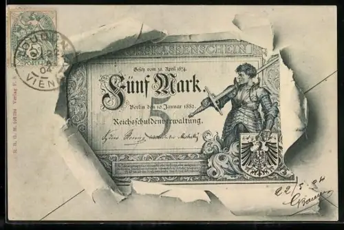 AK Reichsbanknoten im Wert von 50 Mark