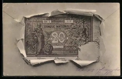 AK Zwanzig Francs Geldschein