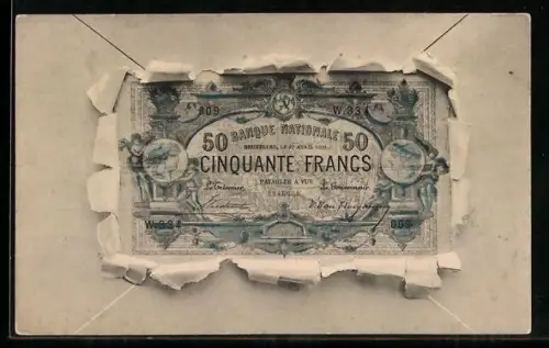AK Geldschein Fünzig Francs