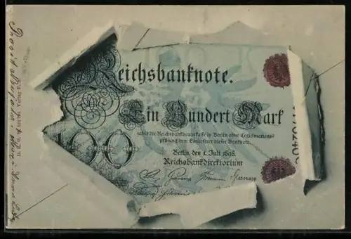 AK Geldschein, Reichsbanknote 100 Mark