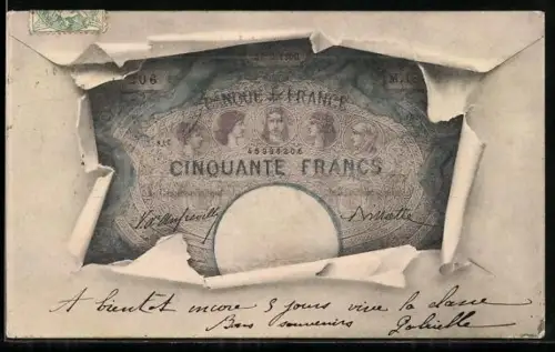 AK Cinquante Francs, französische Banknote