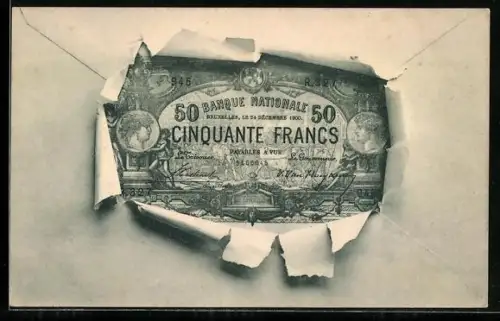 AK Geldschein Fünzig Francs