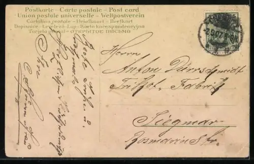 AK Englein unter Geldschein über eintausend Mark mit Rosen