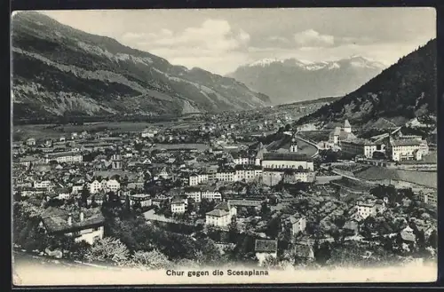 AK Chur, Ortsansicht gegen die Scesaplana
