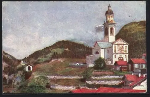 AK Tiefencastel, Kirche oberhalb des Ortes