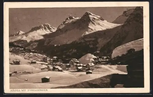 AK Arosa, Ortsansicht mit Furkahörner