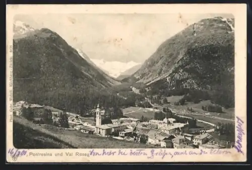 AK Pontresina, Panorama mit Val Roseg