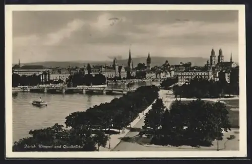 AK Zürich, Utoquai und Quaibrücke