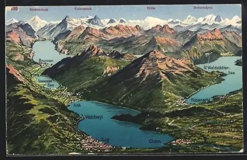 AK Zug, Umgebung aus der Vogelschau