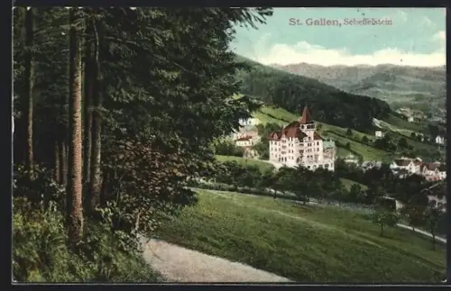 AK St. Gallen, Ortsansicht mit Scheffelstein