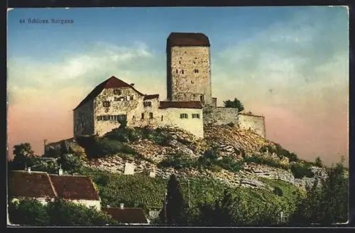 AK Sargans, Blick zum Schloss Sargans