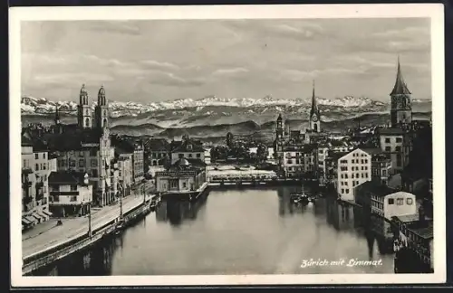 AK Zürich, Ortsansicht gegen Limmat