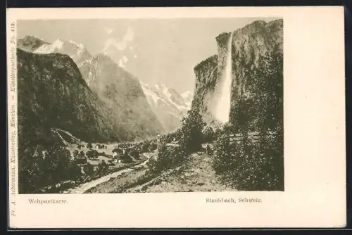 AK Staubbach, Ortsansicht mit Wasserfall