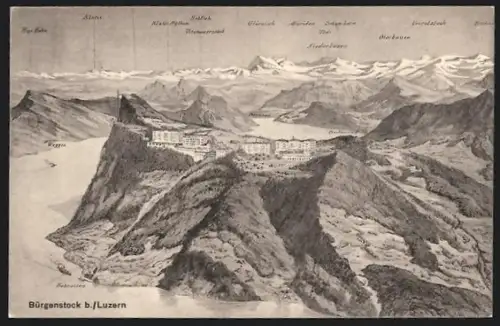 AK Luzern, Bürgenstock mit umliegenden Bergen