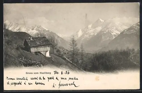 AK Hasliberg, Haus mit Bergpanorama