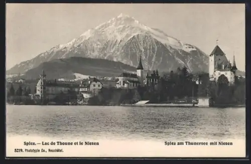 AK Spiez a. Thunersee, Ortspartie mit Niesen