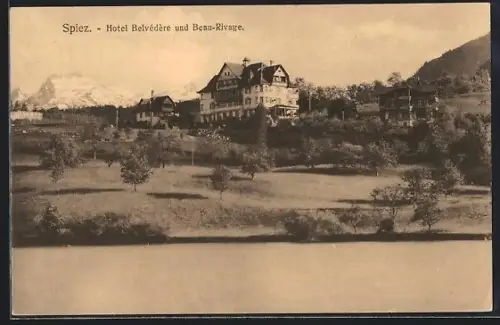 AK Spiez, Hotel Belvedere und Beau-Rivage mit Umgebung