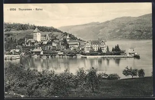 AK Spiez, Ortsansicht mit Thunersee