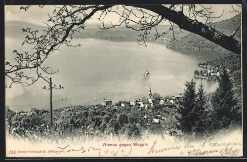 AK Vitznau, Ortsansicht gegen Weggis