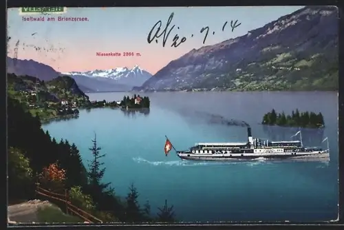 AK Iseltwald am Brienzersee, Seeblick mit Niesenkette